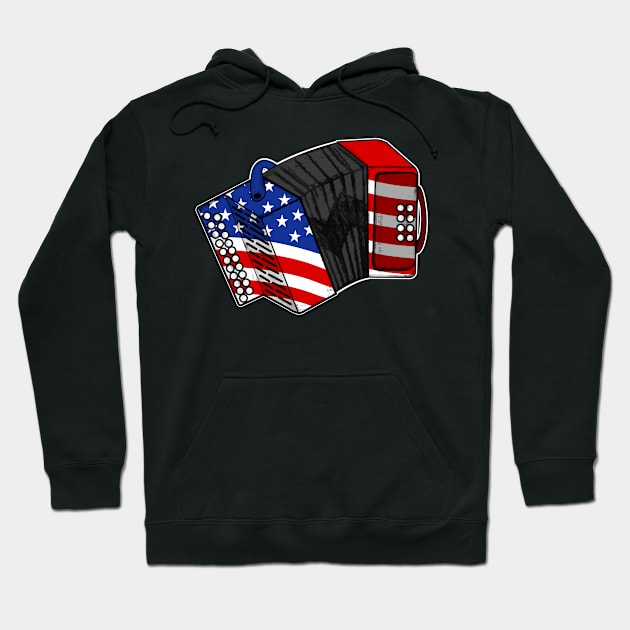 4th July USA Flag Accordion Accordionist Hoodie by doodlerob